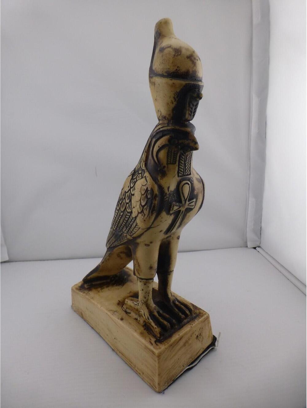 Egyptian God Horus Falcon Ankh Statue Figurine Collectible 9.5" Tall F2